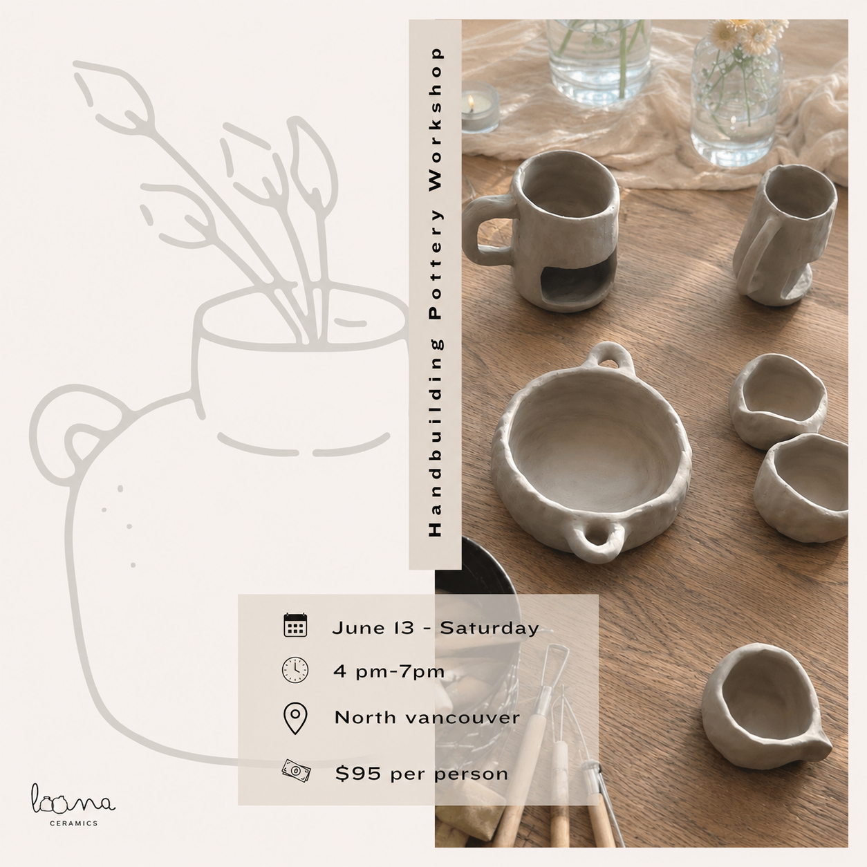 One-Day Handbuilding Pottery Workshop - June 13th, 2026