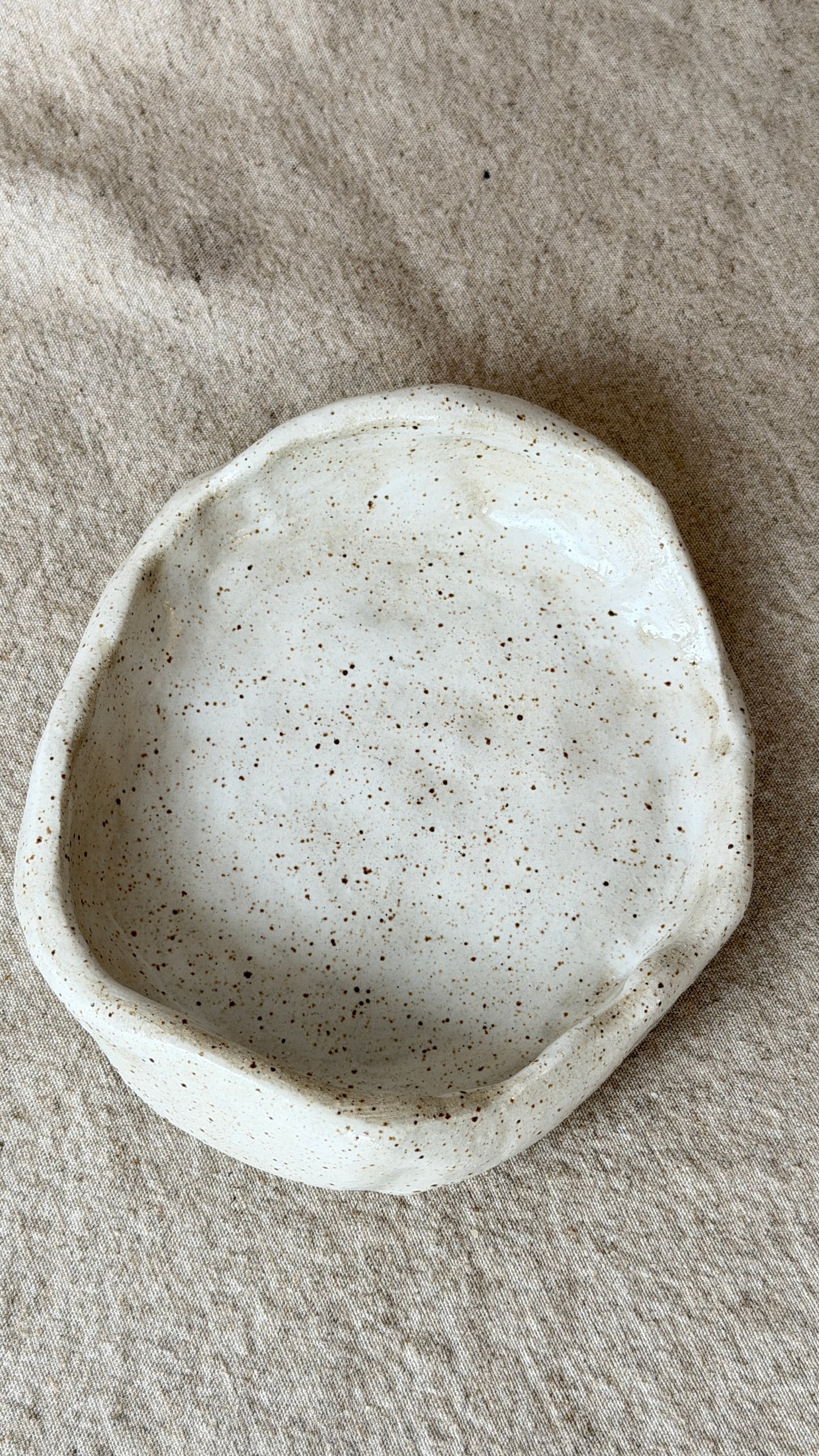 White Minimalist Stoneware Low bowl