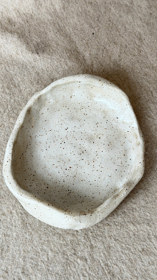 White Minimalist Stoneware Low bowl